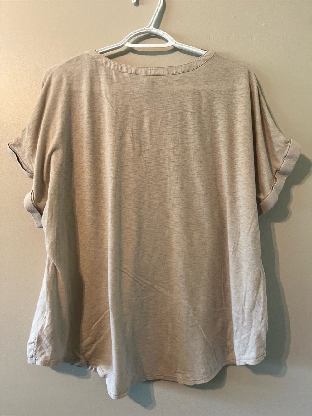 Lucky Brand Womens Henley Short Sleeve Top Tan XL Cuffed Sleeve Lightweight - Picture 3 of 5